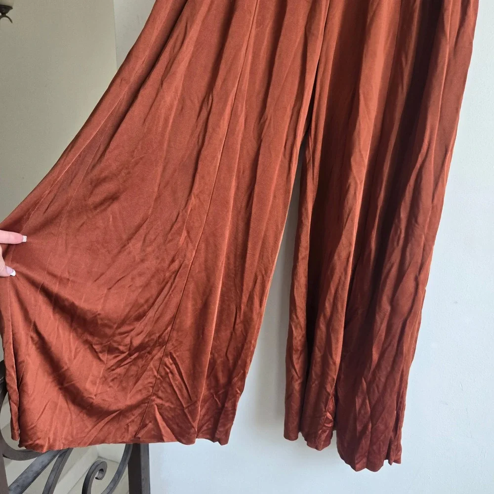 Maeve XS Wide Leg Pants Womens Rust Brown Excellent Flowy High Rise Palazzo